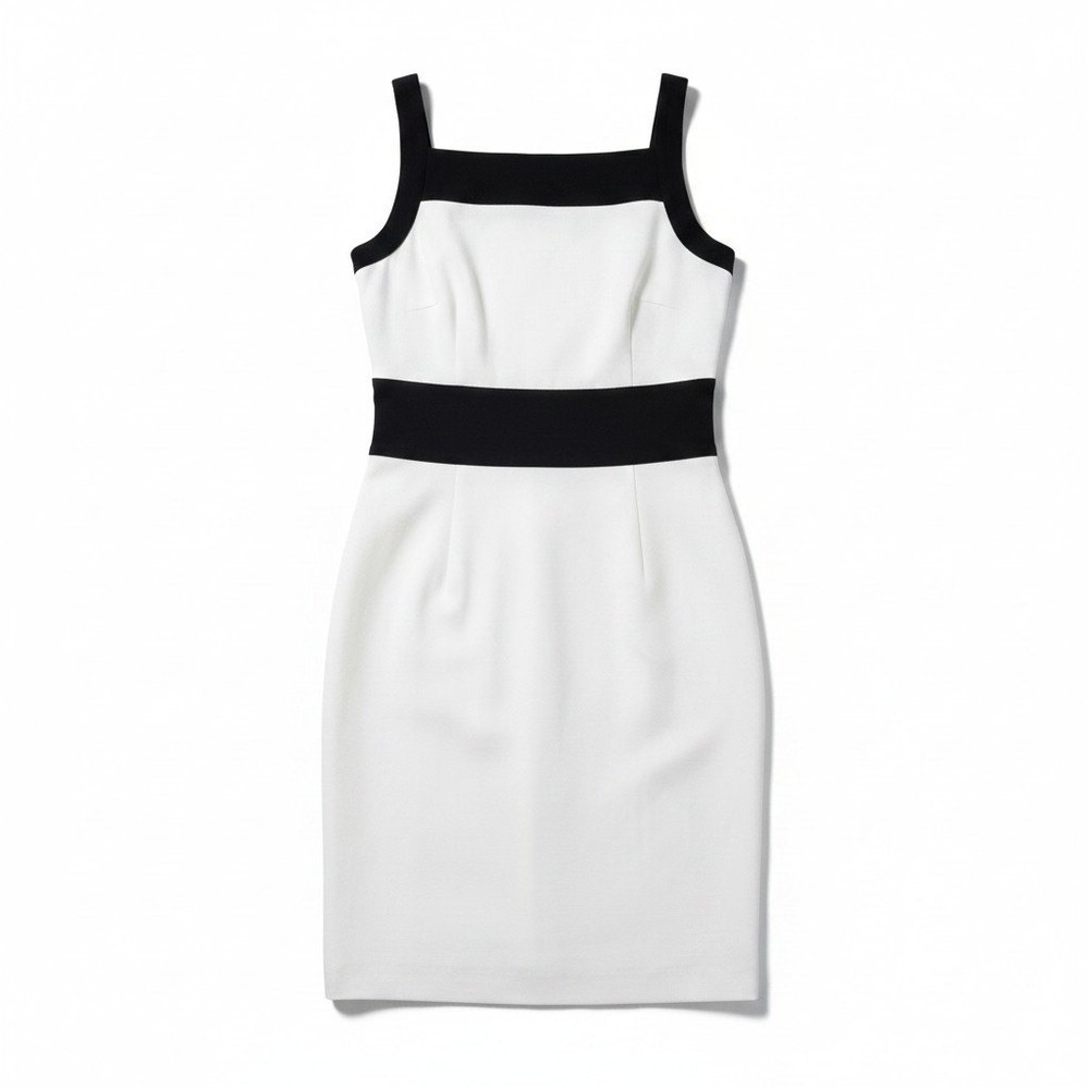 Banana Republic Womens Size 0 Navy White Colorblock Ponte Sheath Dress‎